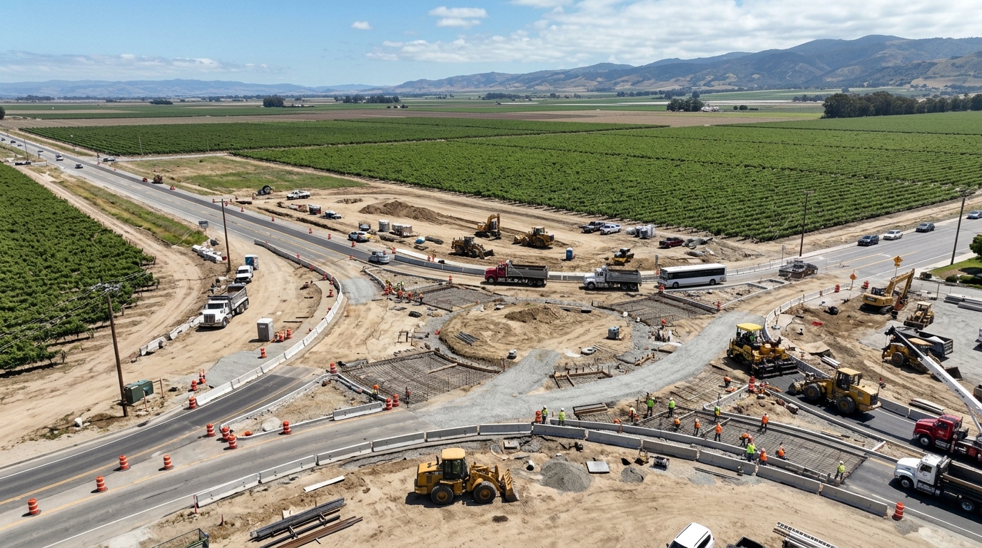 Road widening and roundabout construction along East Boronda Road in Salinas