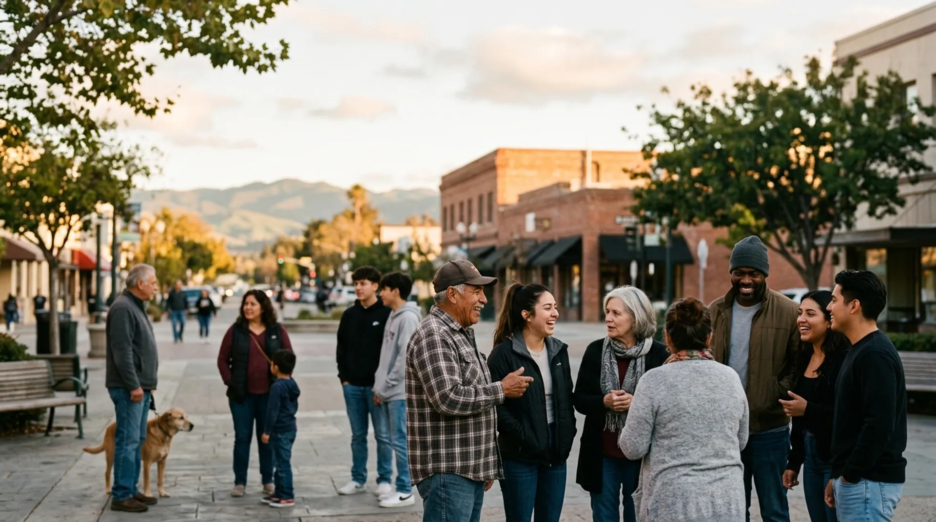 Salinas residents gathering in a public outdoor space