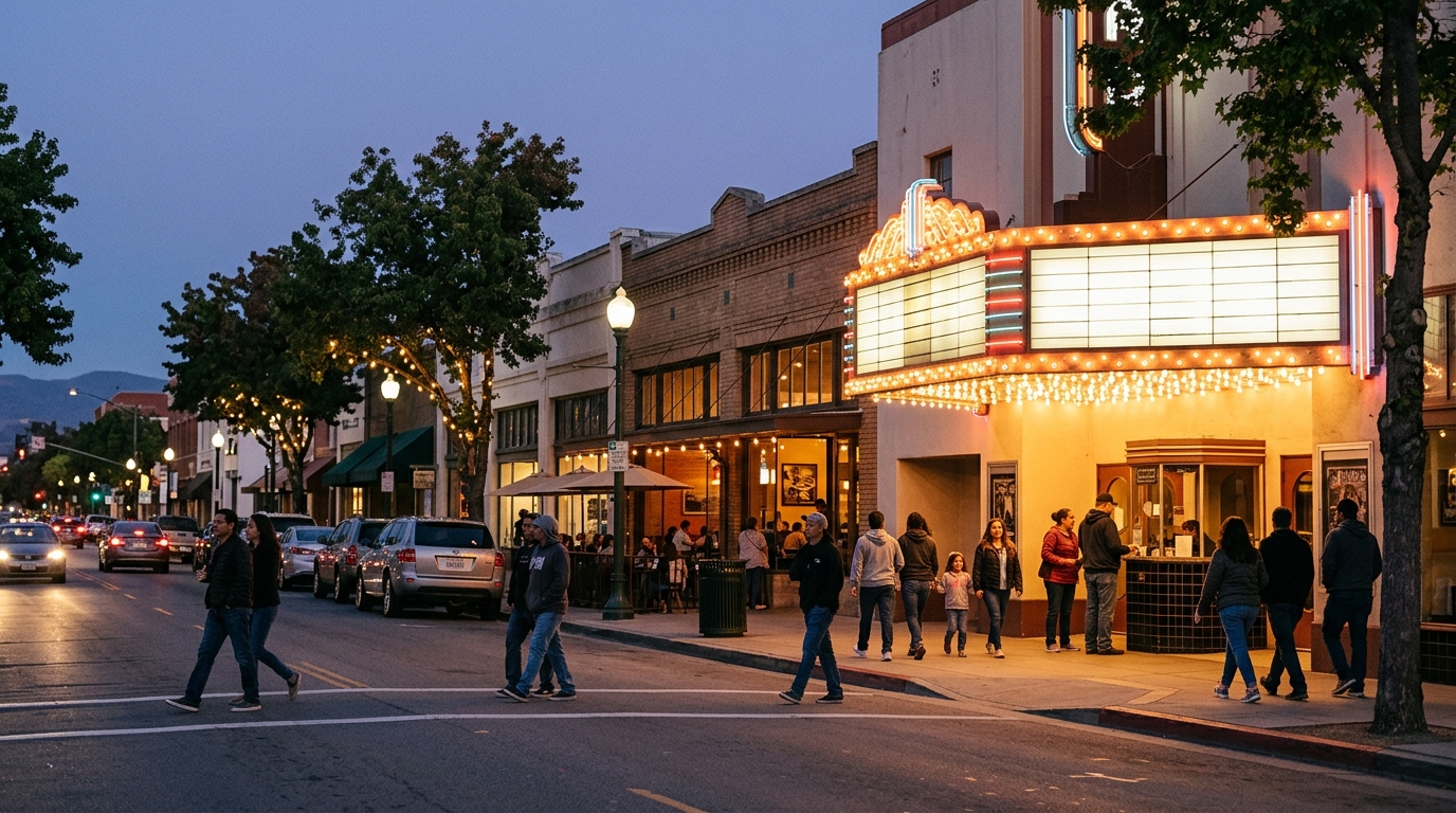 Residents returning to downtown Salinas near Maya Cinemas before its October reopening